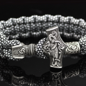 Vintage Thor's Hammer Braided Bracelet - Unique Norse Mythology Jewelry