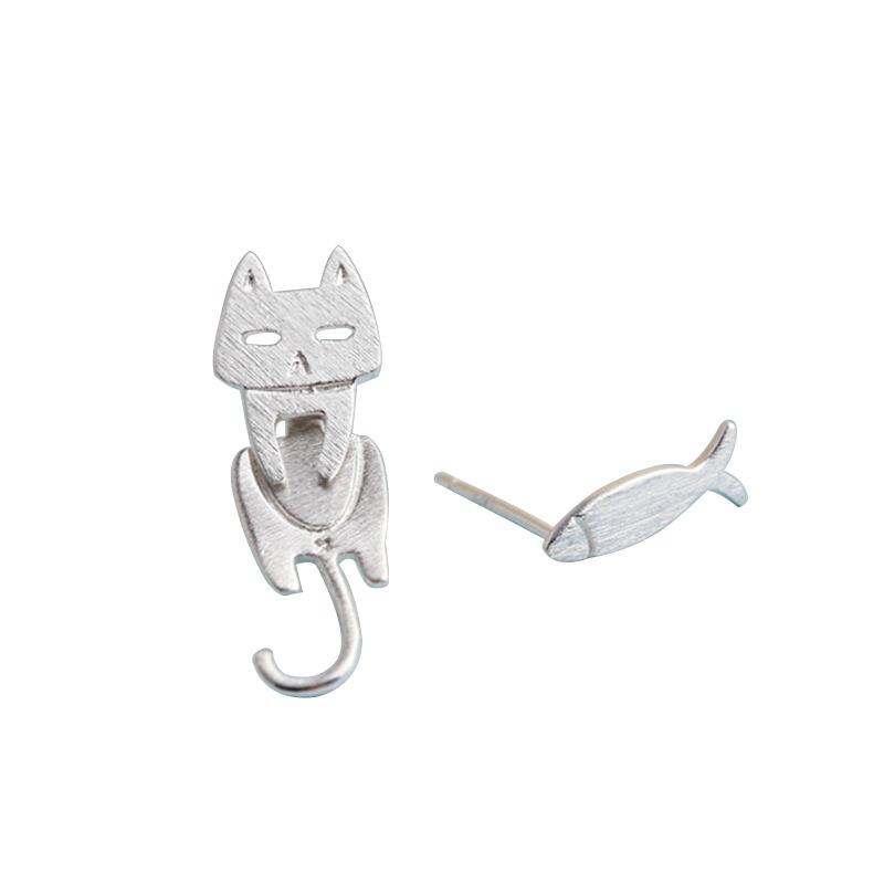 S925 Sterling Silver Stud Earrings - Adorable Detachable Cat Fish Pin Design, Stylish Comet Silver Earrings - Image 5