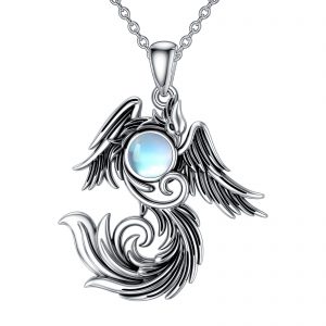 Moonstone Phoenix Necklace in 925 Sterling Silver - Perfect Gifts for Him and Her