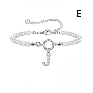 2024 Trendy Toggle Clasp Initial Bracelet for Women - A-Z Letter Pendant & 6mm Pearl Jewelry Gift