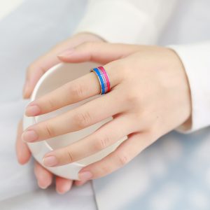 8mm Men's Rainbow Flag Ring - Colorful Foreign Trade Jewelry Wholesale