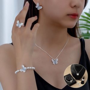 Stunning Blue Crystal Butterfly Necklace for Women | Gradient Fashion Jewelry