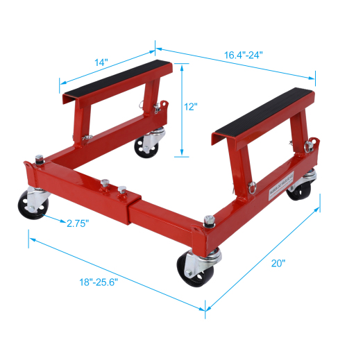 Heavy-Duty Red ATV Motorcycle Engine Cradle Dolly - 1500lbs Capacity - Image 10