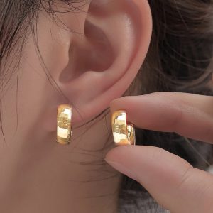 Stylish Texture Round Ring Earrings - Simple, Versatile, and Chic