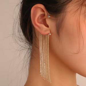Stylish Long Rhinestone Tassel Earrings for a Dazzling Look
