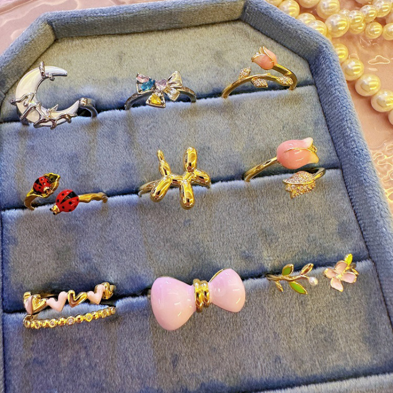 Stylish Color Enamel Bow Ring for Women - Trendy Fashion Accessory - Image 8