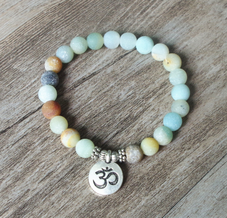 Handmade Matte Amazonite Stone Strand Bracelet - Yoga Chakra Mala OM Lotus Beaded Charm Jewelry for Men & Women - Image 7