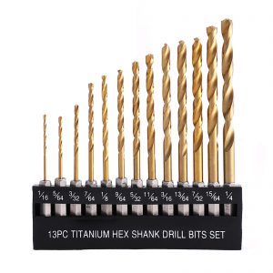 Fitt Externally Cooled High-Speed Steel Twist Drill Set - 13 Sets of Hard Hexagonal Shank Titanium-Plated Wear-Resistant Drills