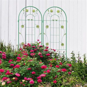 Metal Garden Trellis for Climbing Plants | Outdoor Flower Stand - Green