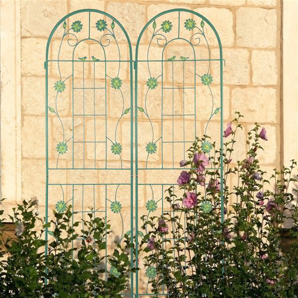 Metal Garden Trellis for Climbing Plants | Outdoor Flower Stand - Green - Image 4