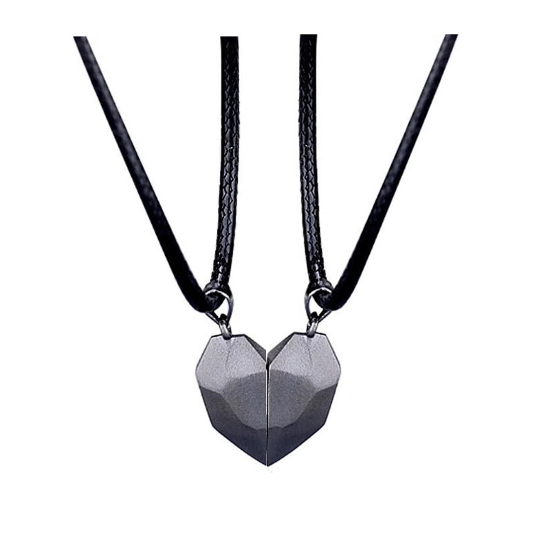 Minimalist Lovers Matching Friendship Heart Pendant Necklace - Magnetic Distance Faceted Couple Jewelry - Image 8