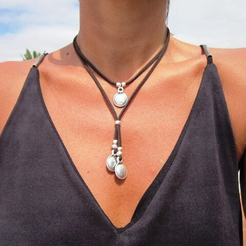 Korean Velvet Alloy CCB Double-Layer Pendant Artistic Retro Necklace - Unique Ornament - Image 2