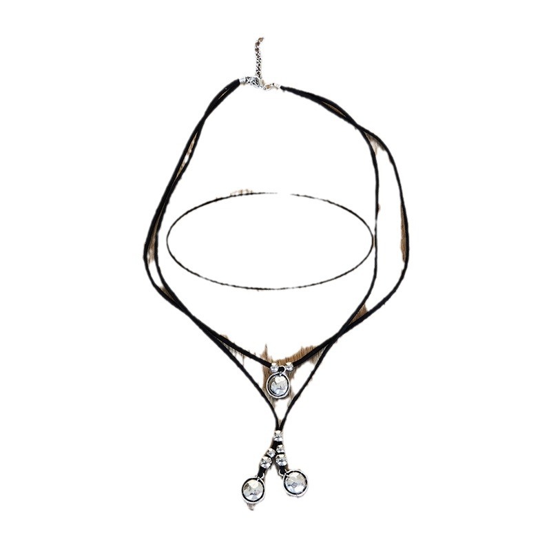 Korean Velvet Alloy CCB Double-Layer Pendant Artistic Retro Necklace - Unique Ornament - Image 4