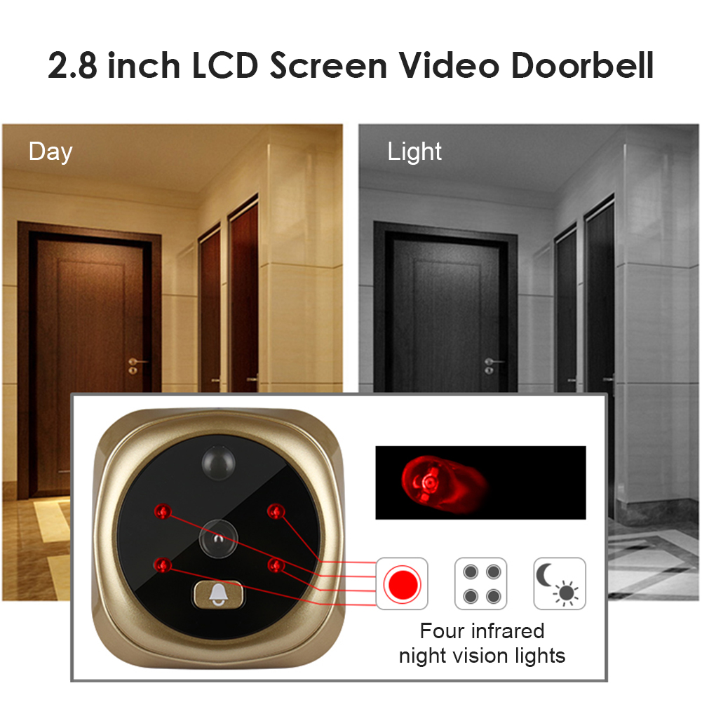 2.8 Inch Infrared Night Vision Doorbell Camera | Smart Electronic Peephole Viewer - Image 2