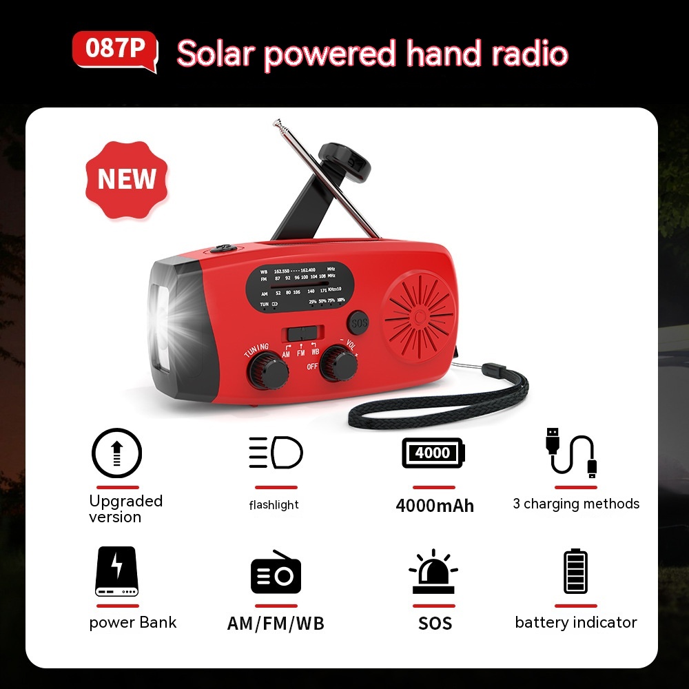 Compact Multi-Functional Solar-Powered Emergency Radio for On-the-Go Use