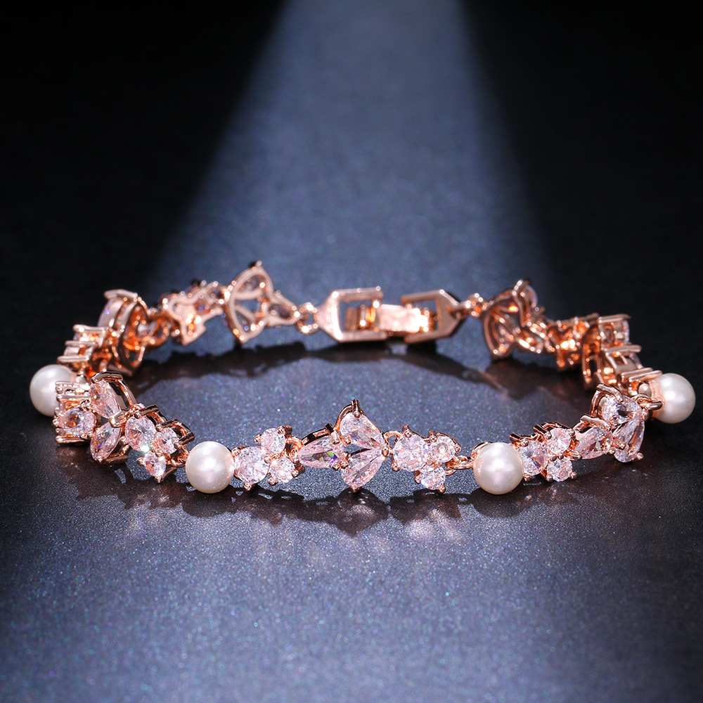 Affordable Luxury Fashion Pearl and Zircon Bracelet - European & American Style - Image 2
