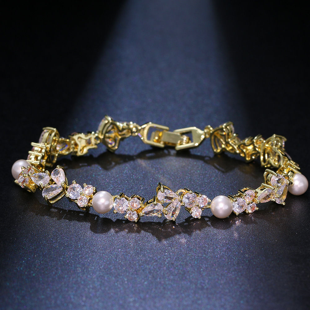 Affordable Luxury Fashion Pearl and Zircon Bracelet - European & American Style - Image 3