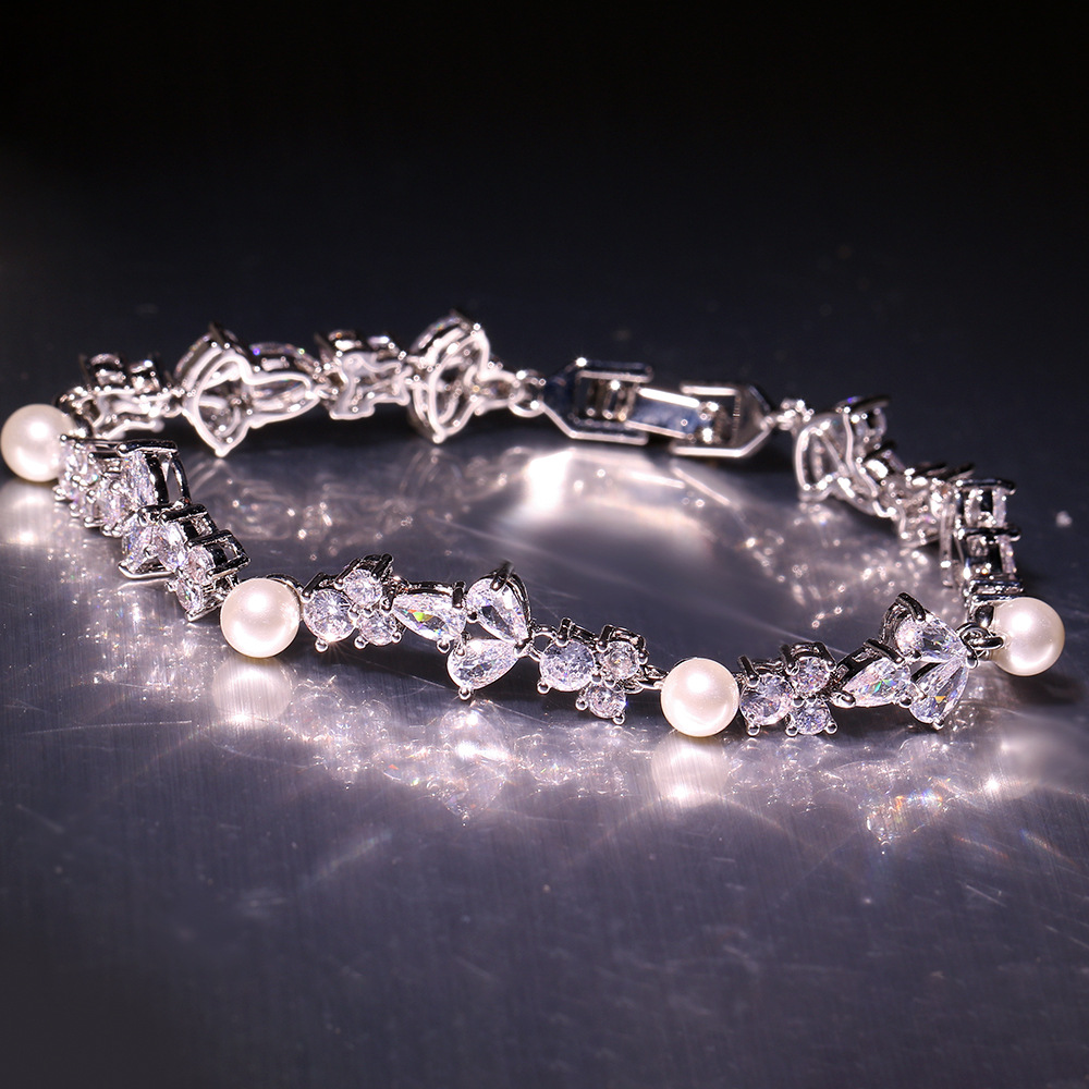 Affordable Luxury Fashion Pearl and Zircon Bracelet - European & American Style - Image 4