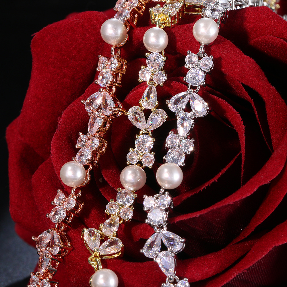 Affordable Luxury Fashion Pearl and Zircon Bracelet - European & American Style - Image 7