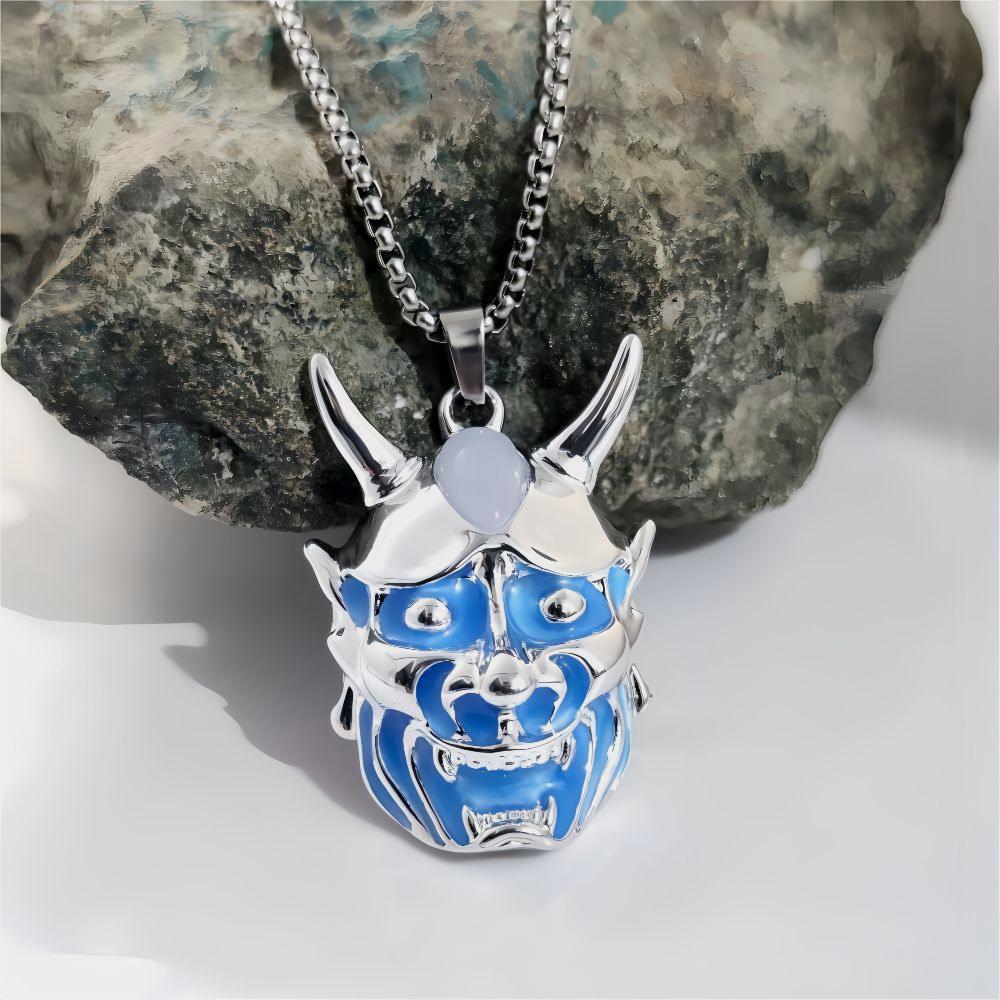 Men's Luminous Ghost Mask Pendant Necklace in Titanium Steel - Halloween Accessory - Image 4
