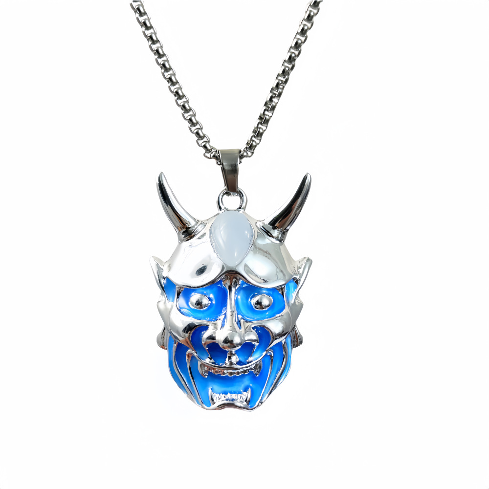 Men's Luminous Ghost Mask Pendant Necklace in Titanium Steel - Halloween Accessory - Image 5