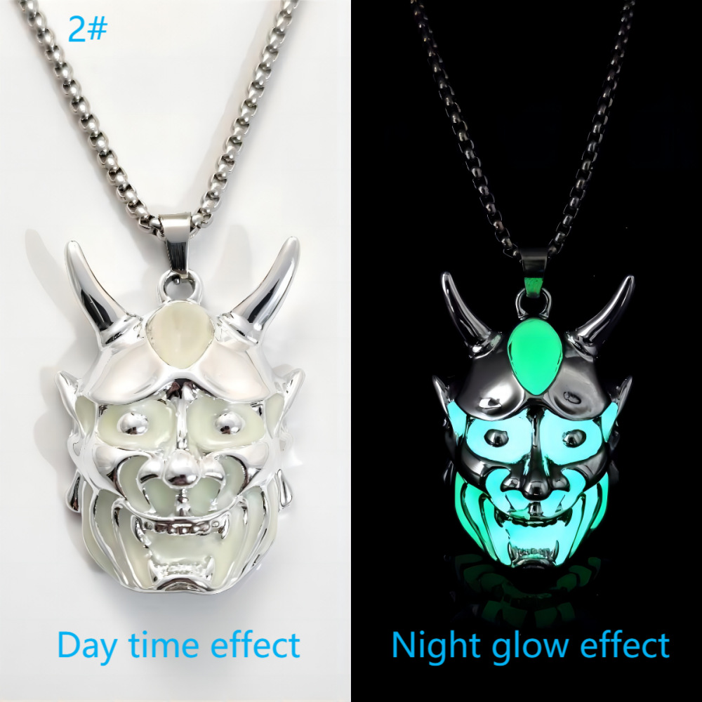 Men's Luminous Ghost Mask Pendant Necklace in Titanium Steel - Halloween Accessory - Image 7