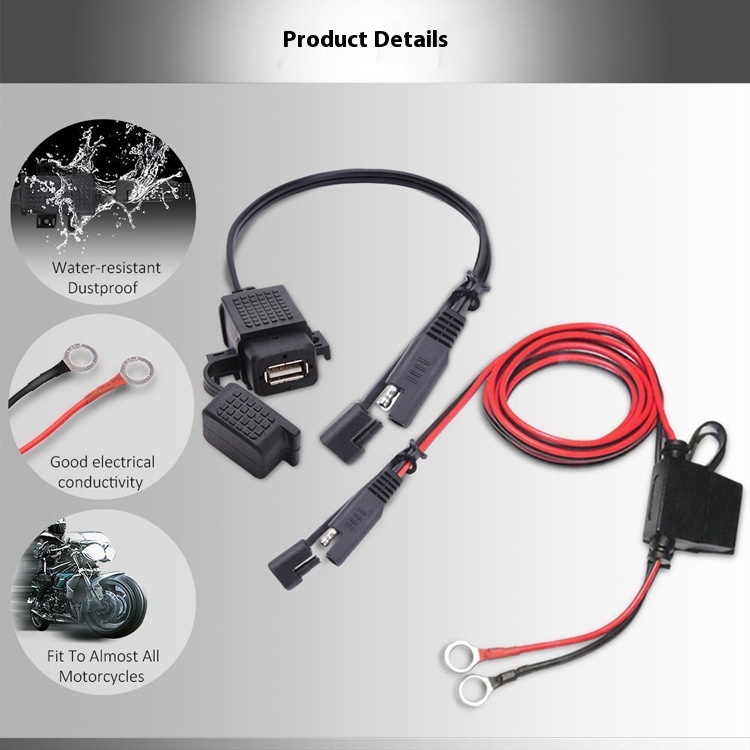 SAE to Motorcycle USB Adapter for Phone GPS Charging – Reliable & Efficient - Image 3