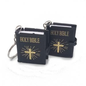 Mini English HOLY BIBLE Key Chains - Readable Real Paper Christian Keyrings for Car Keys, Bags & Religious Jewelry Ornaments