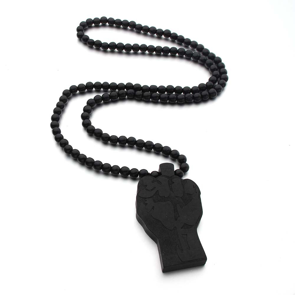 Fist Wooden Necklace - Handcrafted Unique Jewelry for Statement Style - Image 2