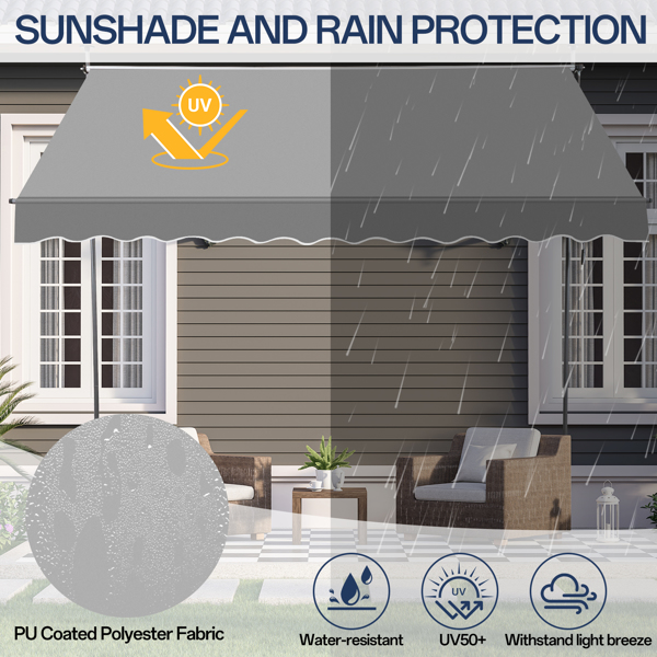 300x120x200-300cm Grey Support Canopy - Durable Polyester Fabric, Aluminum-Iron Frame, Retractable Design - Image 4