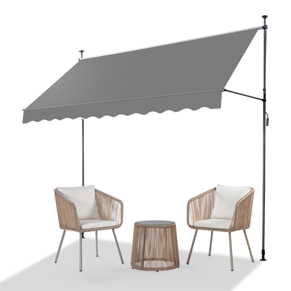 300x120x200-300cm Grey Support Canopy - Durable Polyester Fabric, Aluminum-Iron Frame, Retractable Design - Image 5