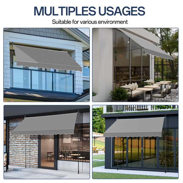 300x120x200-300cm Grey Support Canopy - Durable Polyester Fabric, Aluminum-Iron Frame, Retractable Design - Image 9