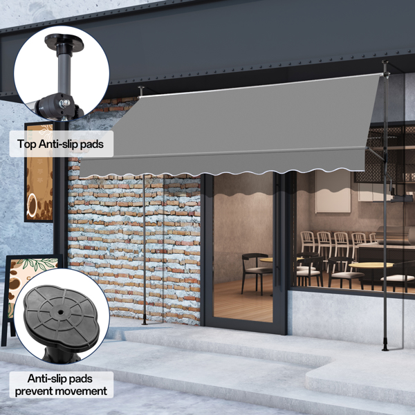 300x120x200-300cm Grey Support Canopy - Durable Polyester Fabric, Aluminum-Iron Frame, Retractable Design - Image 10