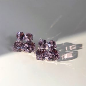 Purple Glass Crystal Geometry Pattern Cube Sugar Stud Earrings - 3D Design