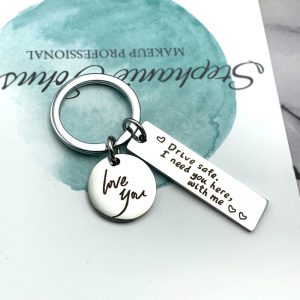 Stainless Steel Lettering Keychain for Creative Safe Driving Enthusiasts