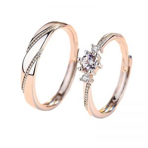 Sterling Silver Couple Rings Set - Women's Wedding Band Pair for Couples