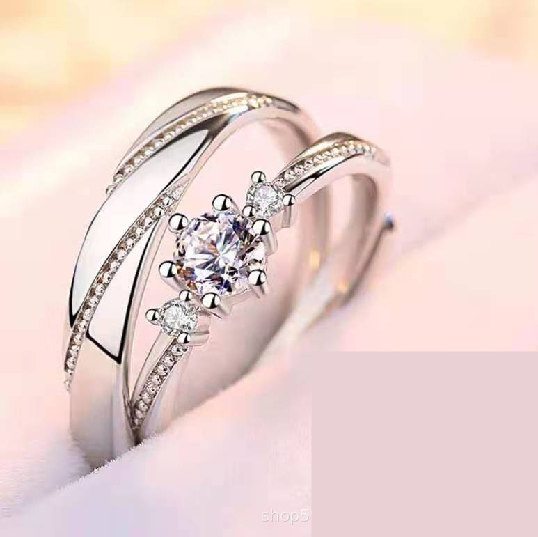 Sterling Silver Couple Rings Set - Women's Wedding Band Pair for Couples - Image 3