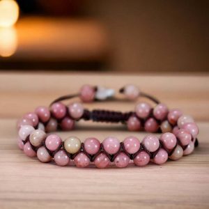 Double Row Natural Stone Bracelet - Double Woven Adjustable Design