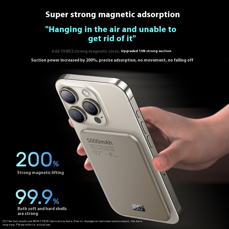 Magnetic Wireless Fast Charging Mobile Power Supply with Digital Display in Aluminum Alloy - Image 2