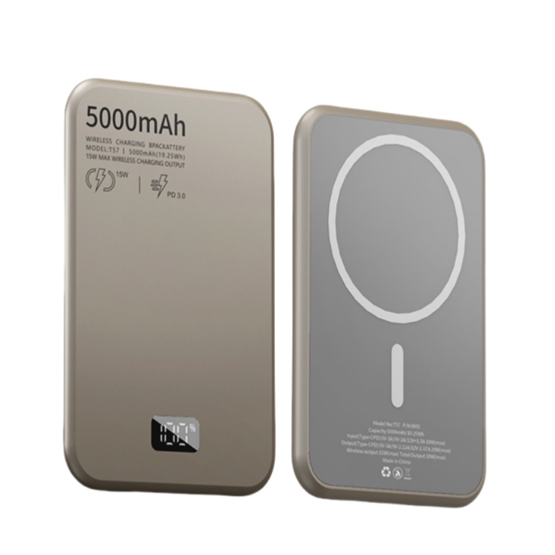 Magnetic Wireless Fast Charging Mobile Power Supply with Digital Display in Aluminum Alloy - Image 5