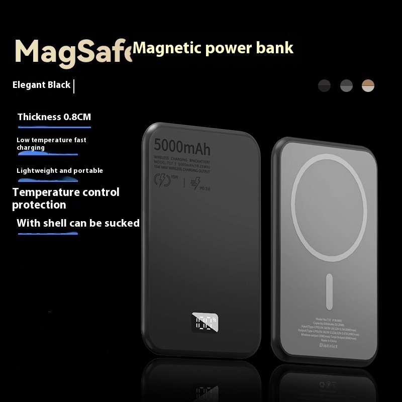 Magnetic Wireless Fast Charging Mobile Power Supply with Digital Display in Aluminum Alloy - Image 6