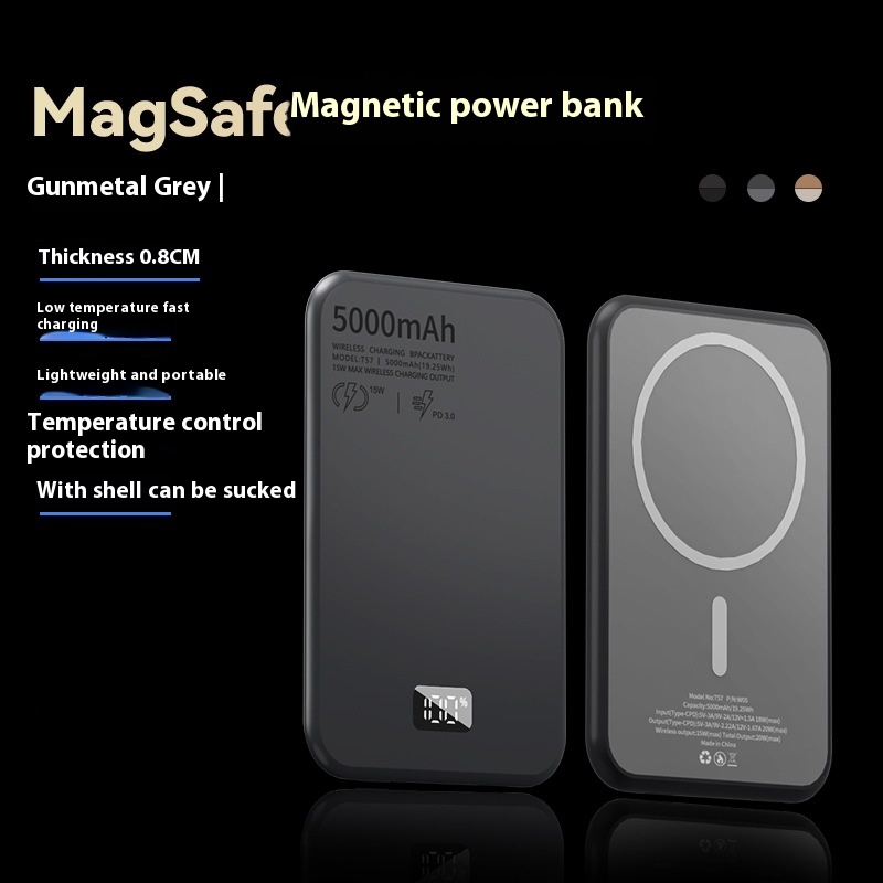 Magnetic Wireless Fast Charging Mobile Power Supply with Digital Display in Aluminum Alloy - Image 7