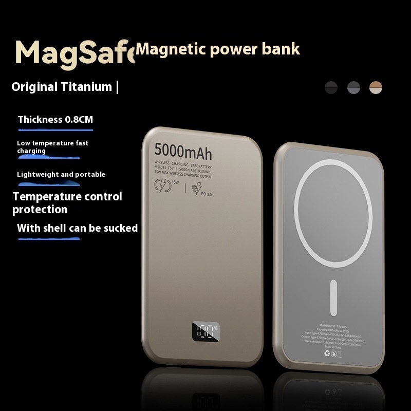 Magnetic Wireless Fast Charging Mobile Power Supply with Digital Display in Aluminum Alloy - Image 8