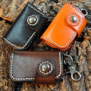 Handcrafted Cowhide Car Key Case - Durable & Stylish Auto Accessory