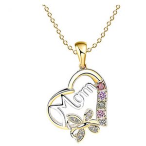 Mother's Day Gift Hollow Heart English Letter Love Mom Rhinestone Butterfly Ring Jewelry for Her