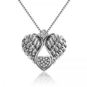 925 Sterling Silver Guardian Angel Wing Pendant Necklace - Elegant Jewelry for Women