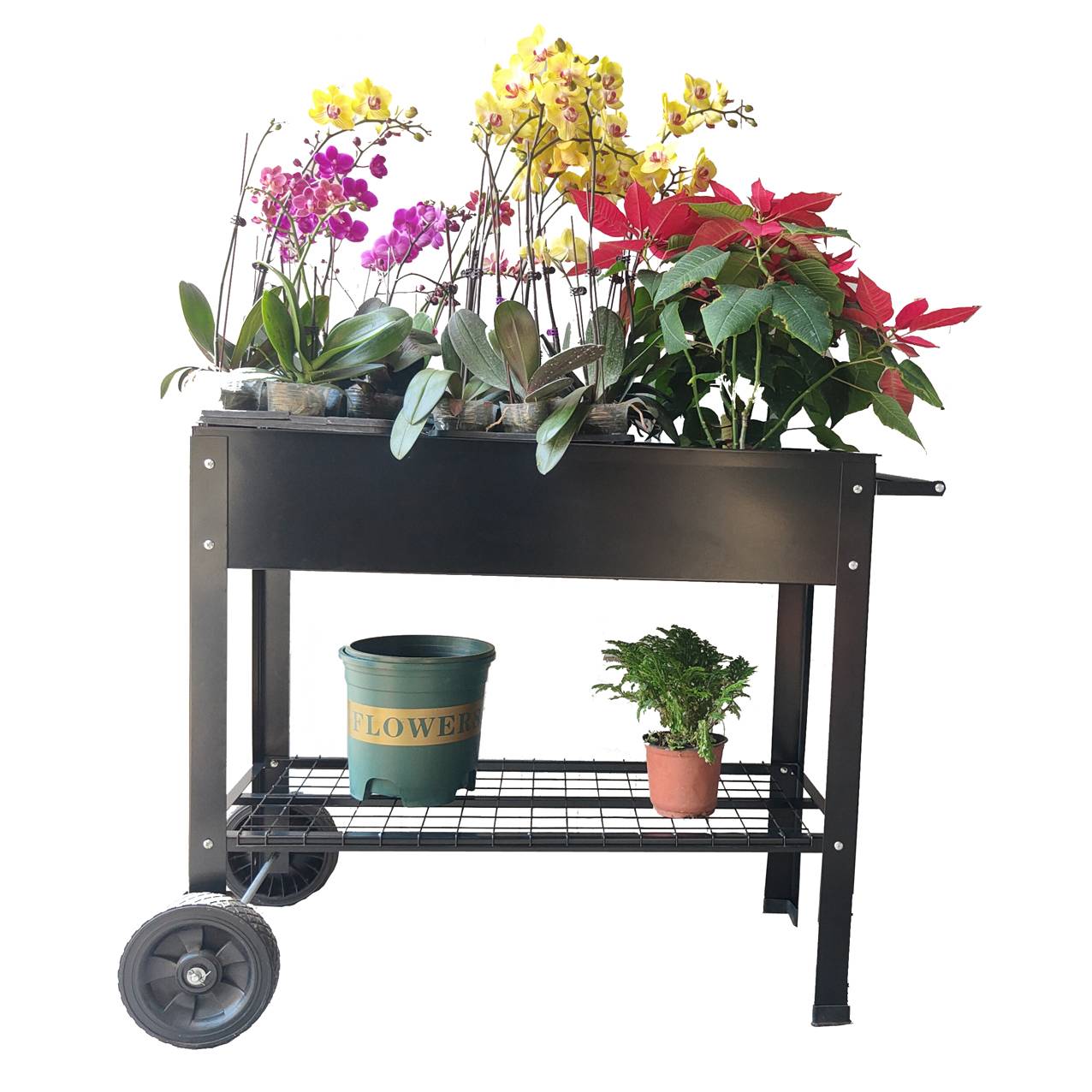 Mobile Metal Raised Garden Bed Cart with Legs for Outdoor Patio and House Use - Image 2