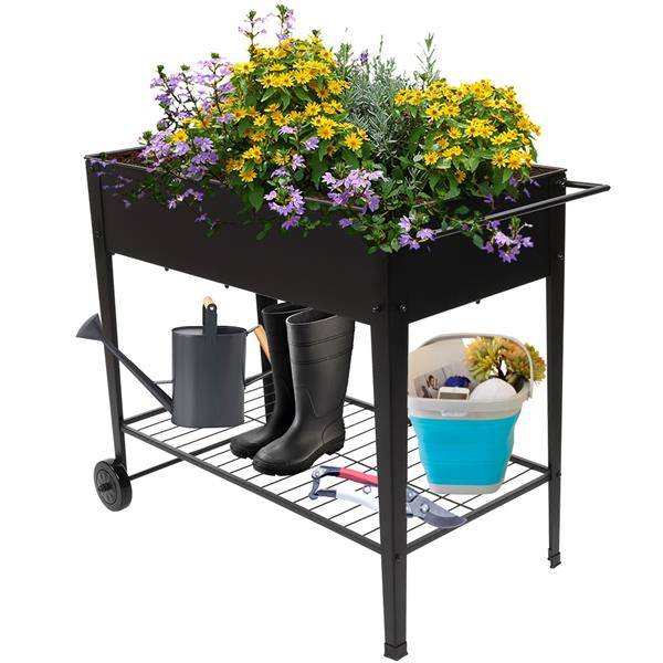 Mobile Metal Raised Garden Bed Cart with Legs for Outdoor Patio and House Use - Image 6