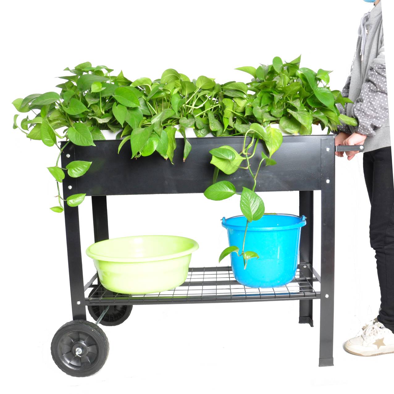 Mobile Metal Raised Garden Bed Cart with Legs for Outdoor Patio and House Use - Image 8