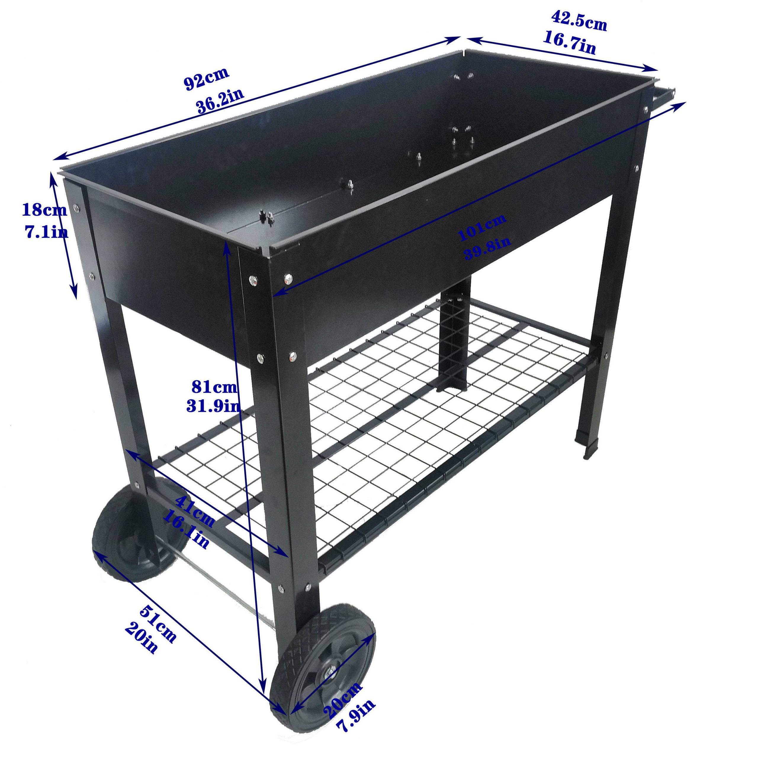 Mobile Metal Raised Garden Bed Cart with Legs for Outdoor Patio and House Use - Image 12